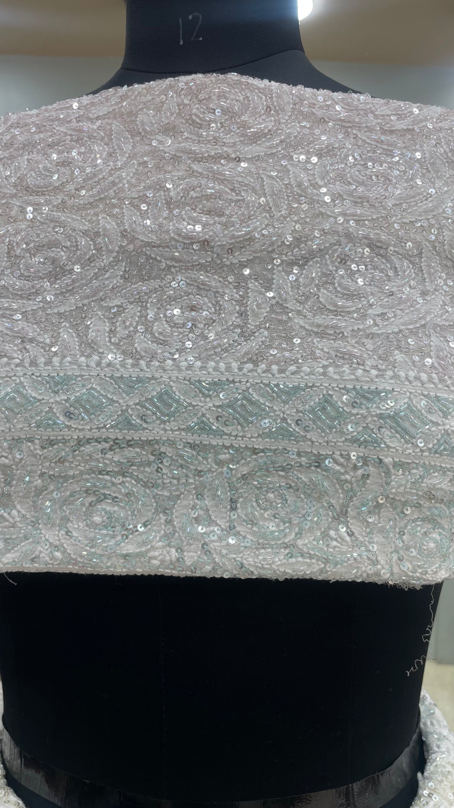 Pure Georgette Heavy Multicolored Cutdana and Pearl Off White