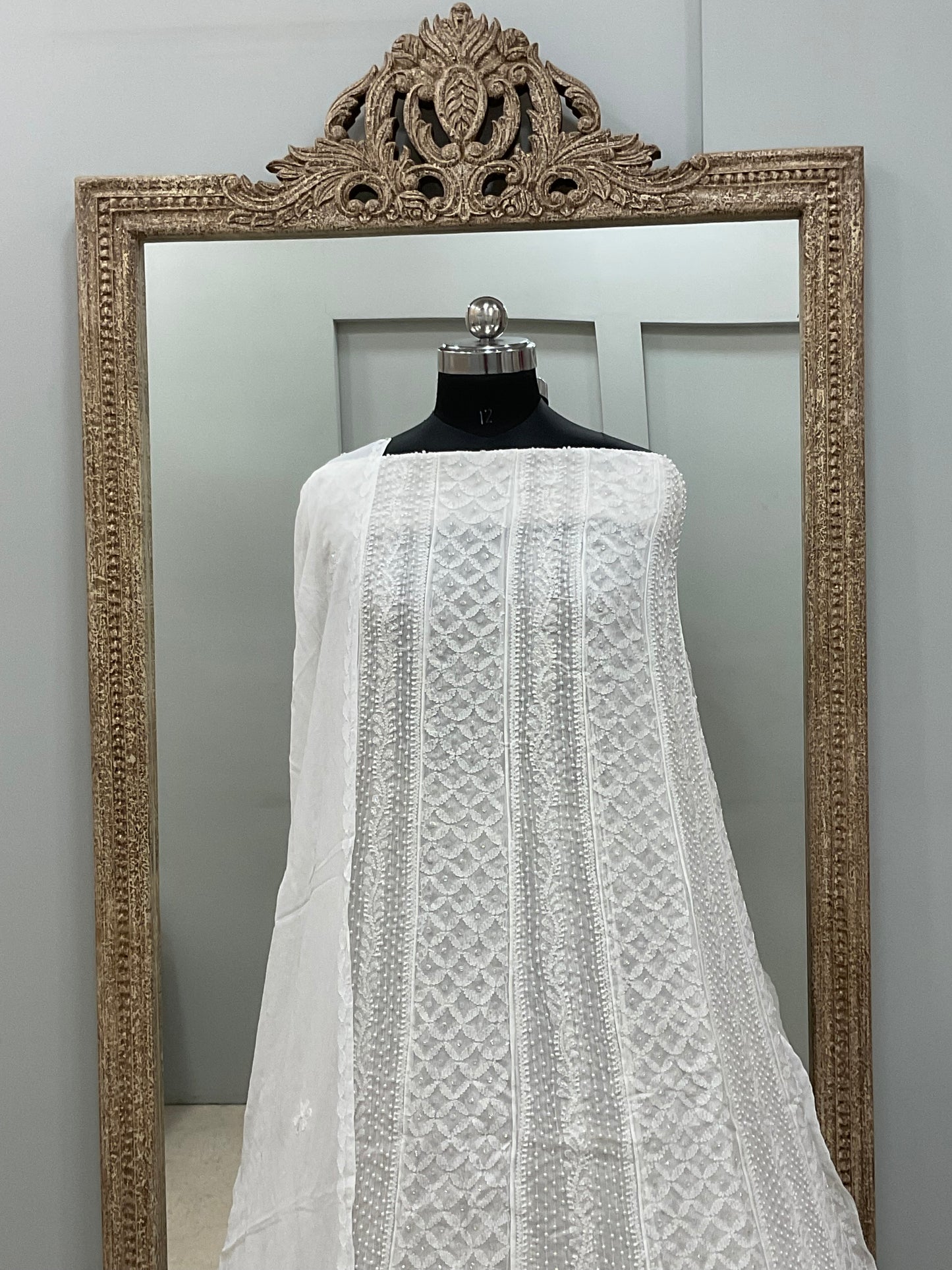 Anarkali Heavy Pearl, Cutdana and Sequence White 02