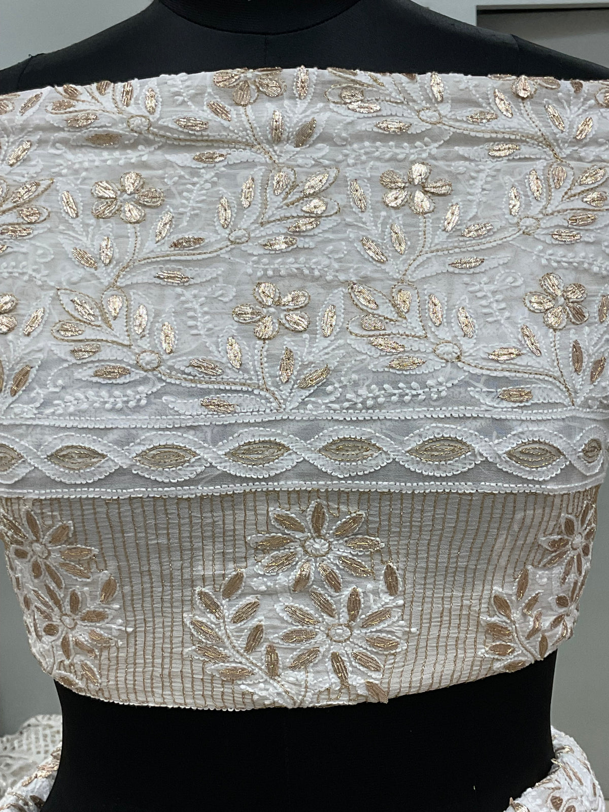 Pure Georgette Lehenga With Heavy Gota Mirror Work Off White 04