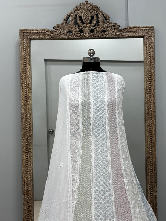 Anarkali Heavy Coloured Cutdana Offwhite 06