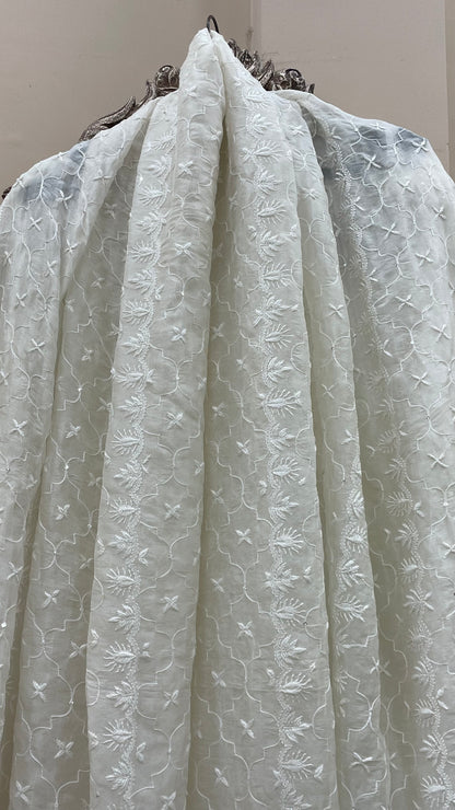 Pure Organza Straight Heavy Cutdana Pearl and Sequence With Heavy Dupatta Off White 01