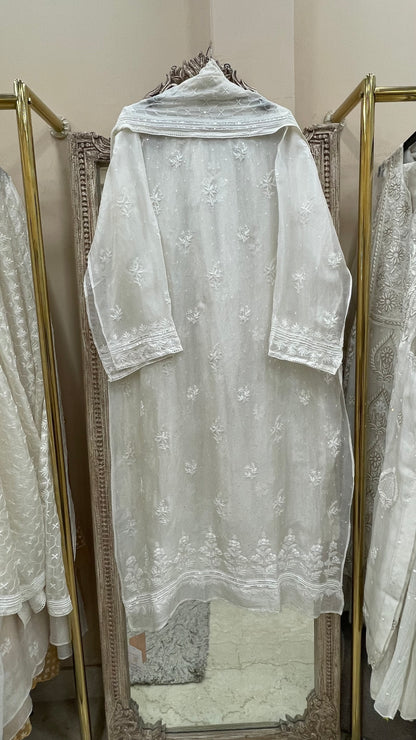 Pure Organza Straight Heavy Cutdana Pearl and Sequence With Heavy Dupatta Off White 02