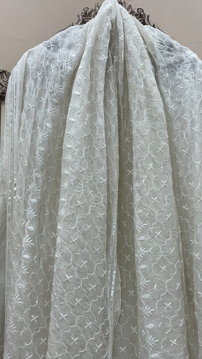 Pure Organza Straight Heavy Cutdana Pearl and Sequence With Heavy Dupatta Off White 02