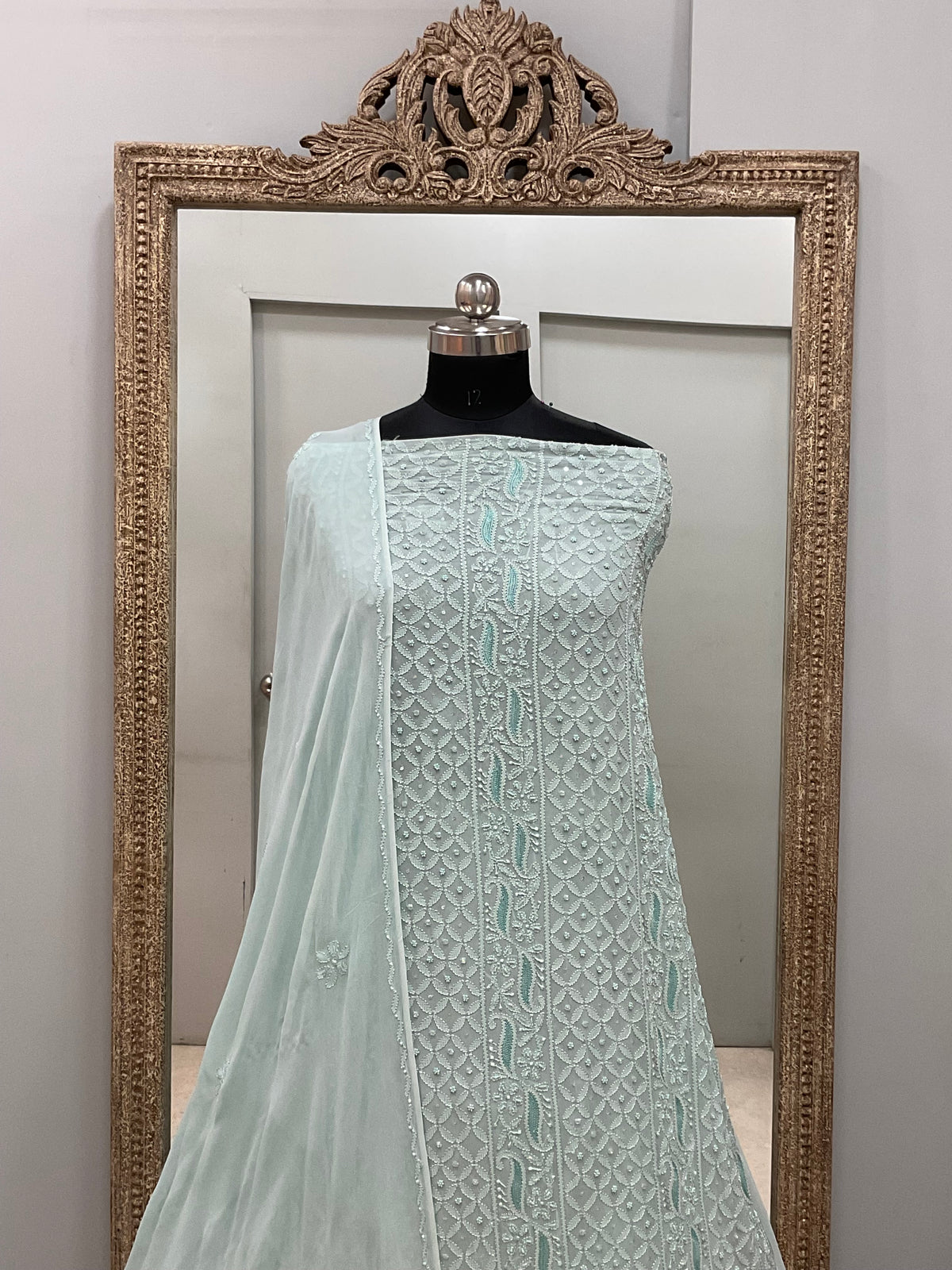 Cutdana Straight with Heavy Pearl Work Green