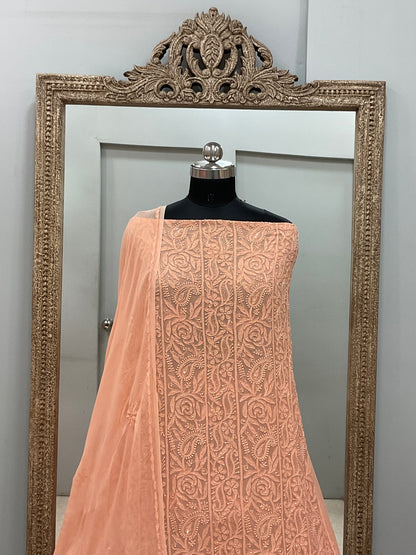 Cutdana Straight with Heavy Pearl Work Peach