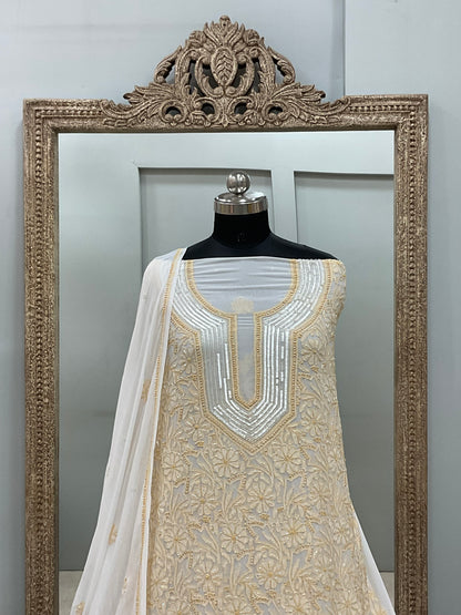 Pearl Gala Straight with Heavy Pearl Work White