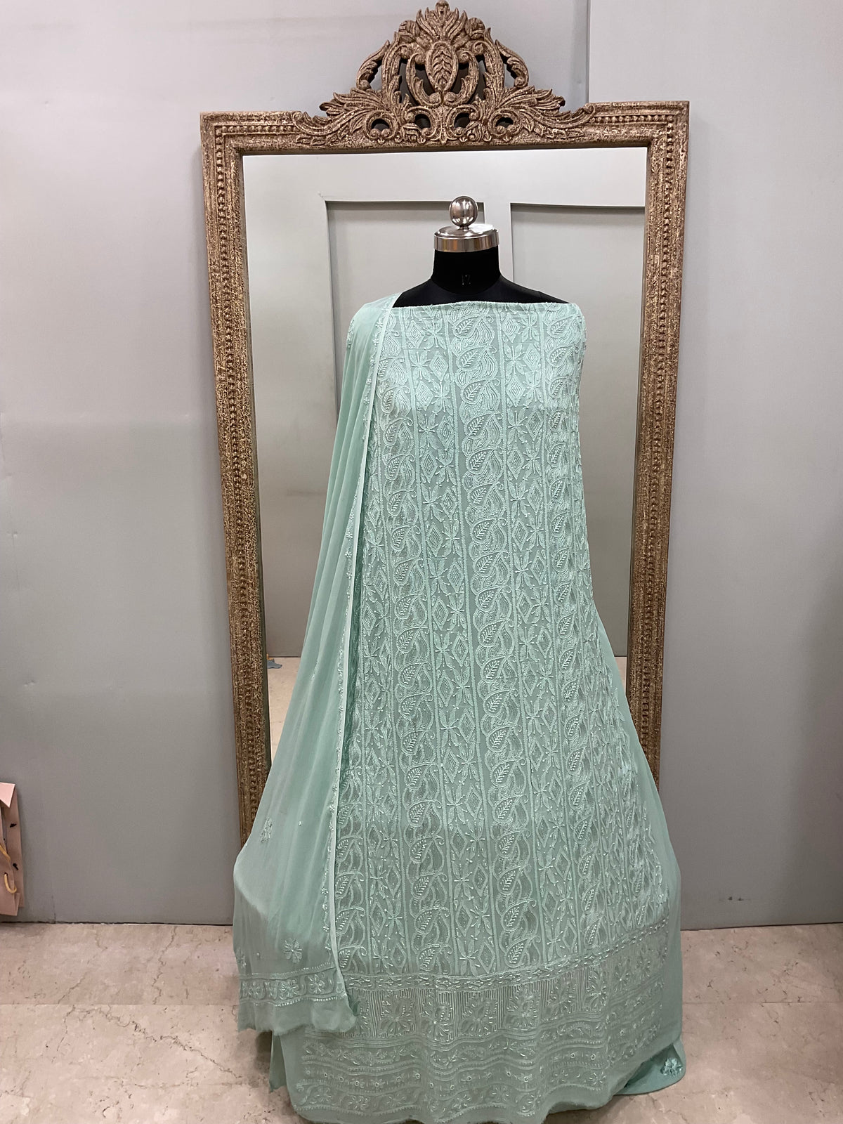 Cutdana Straight with Heavy Pearl Work Green
