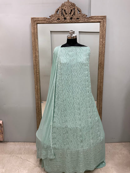 Cutdana Straight with Heavy Pearl Work Green