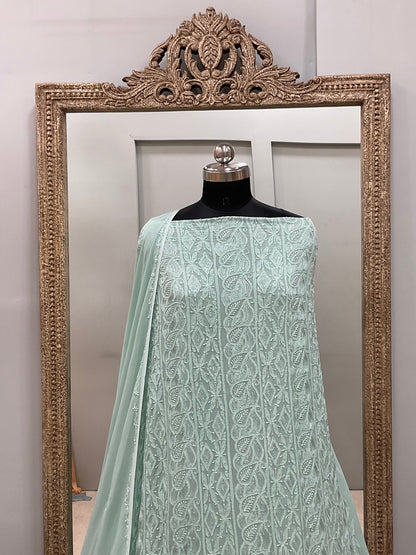 Cutdana Straight with Heavy Pearl Work Green