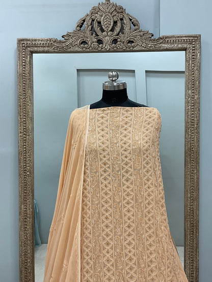 Cutdana Straight with Heavy Pearl Work Light Peach