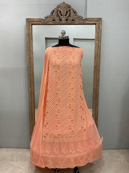 Cutdana Straight with Heavy Pearl Work Peach
