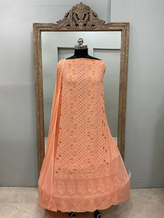 Cutdana Straight with Heavy Pearl Work Peach