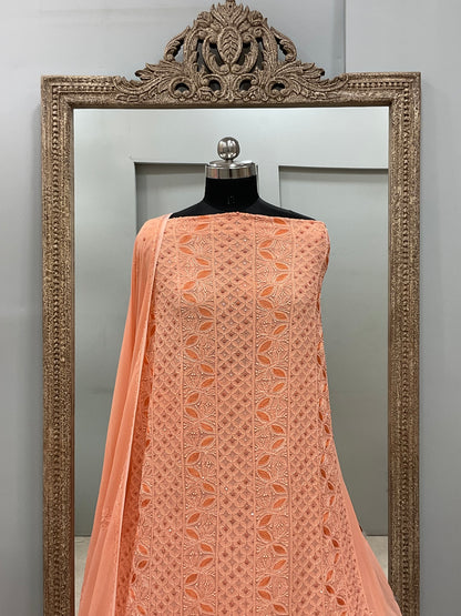 Cutdana Straight with Heavy Pearl Work Peach