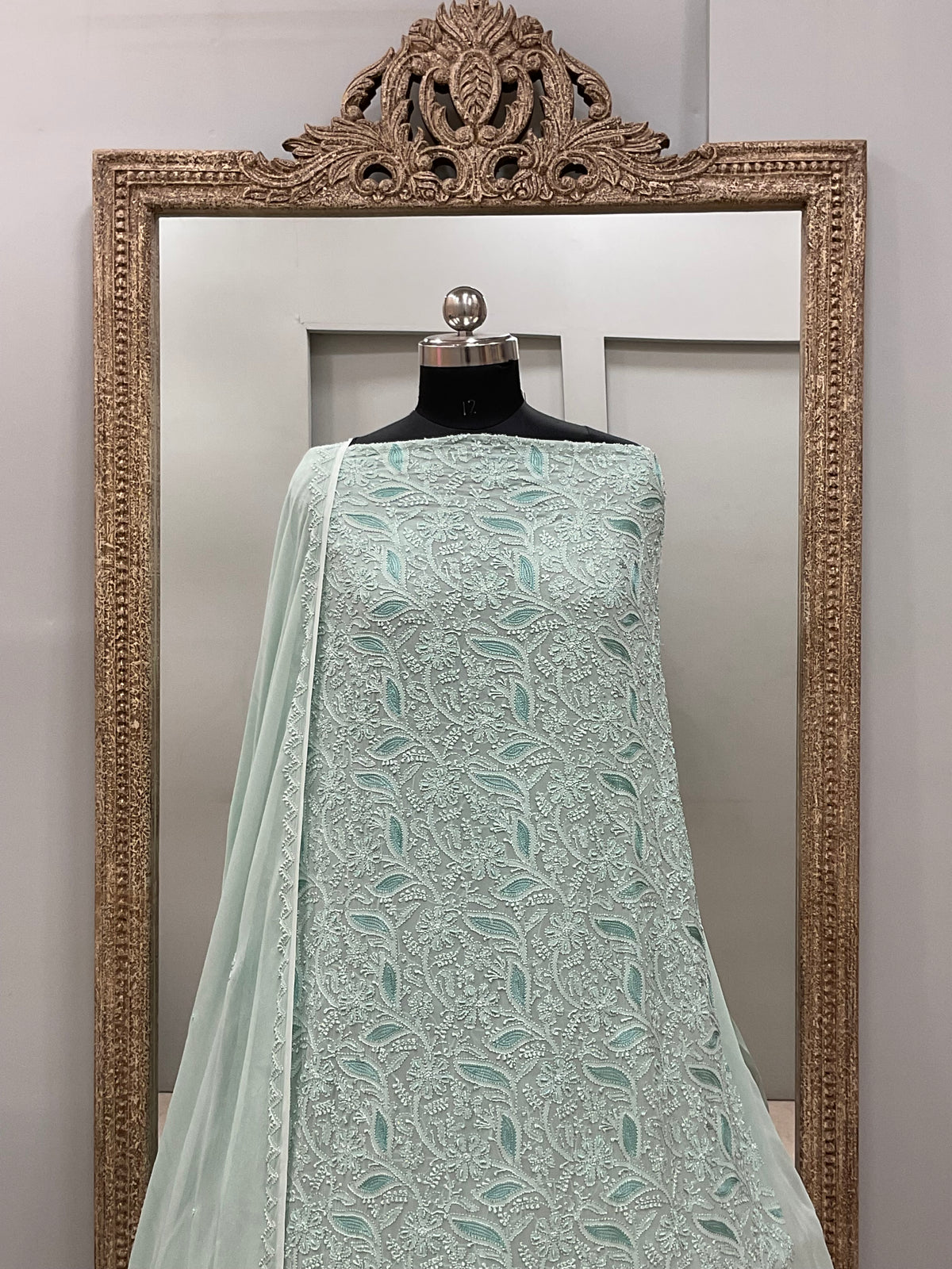 Cutdana Straight with Heavy Pearl Work Green