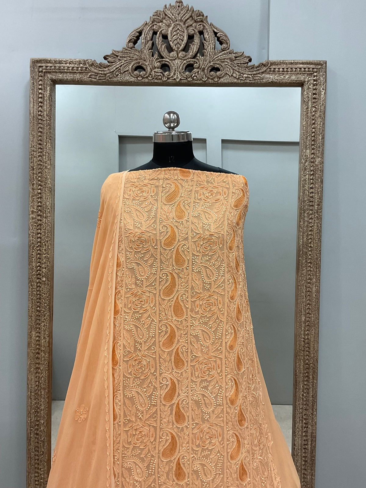 Cutdana Straight with Heavy Pearl Work Orange