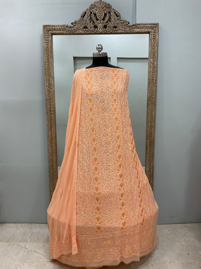 Cutdana Straight with Heavy Pearl Work Peach