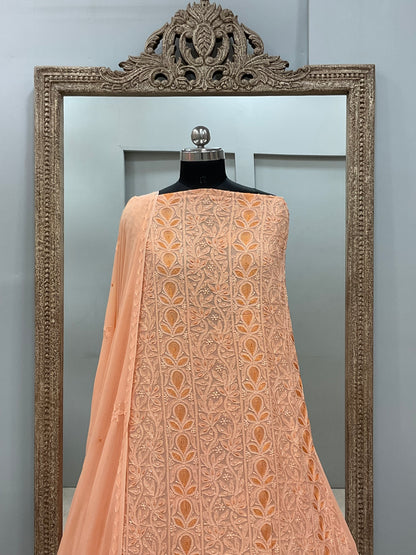 Cutdana Straight with Heavy Pearl Work Peach