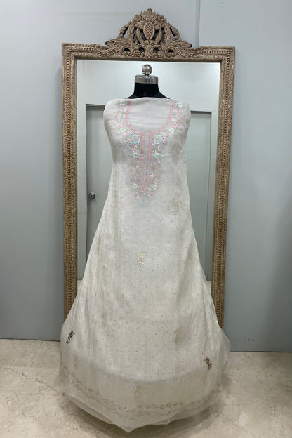 Pure Organza Straight With Heavy Mukaish And Parsi Work Off White 02