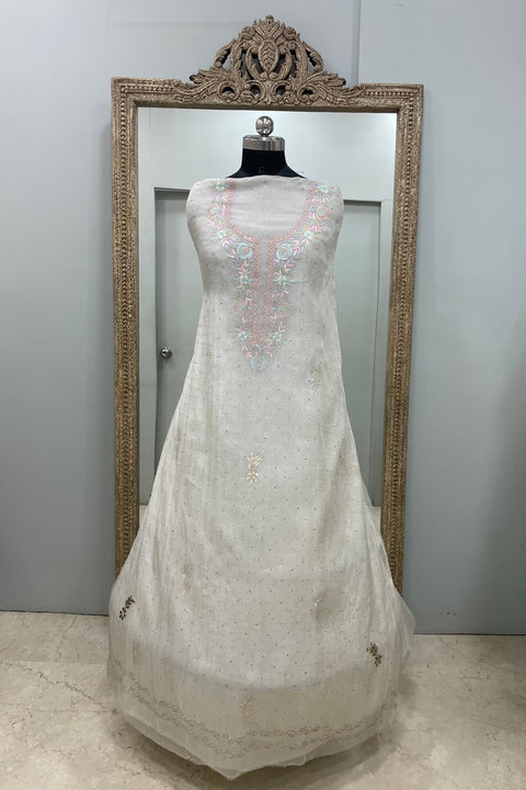 Pure Organza Straight With Heavy Mukaish And Parsi Work Off White 02
