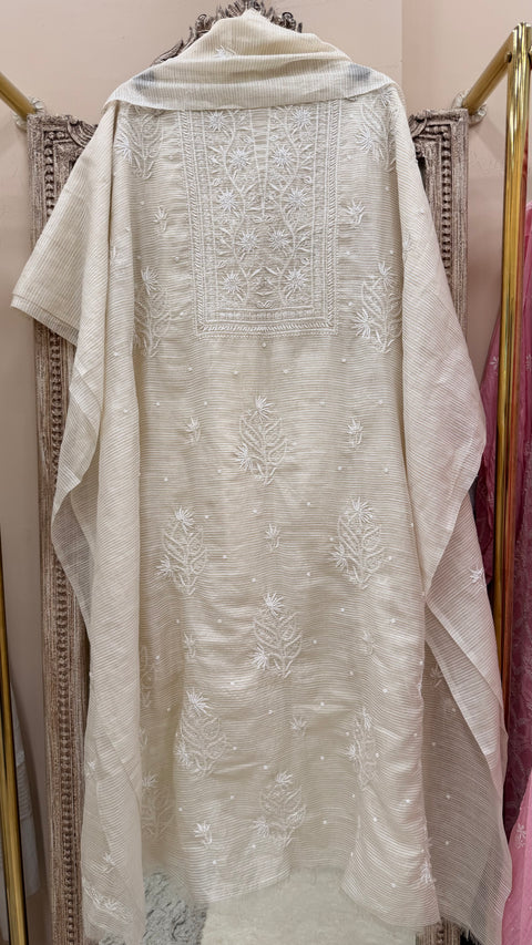 Pure Mulmul Cotton  Kurta Pearl And Addon Work With Dupatta Golden