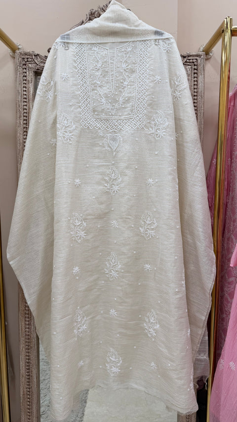 Pure Mulmul Cotton  Kurta Pearl And Addon Work With Dupatta Golden
