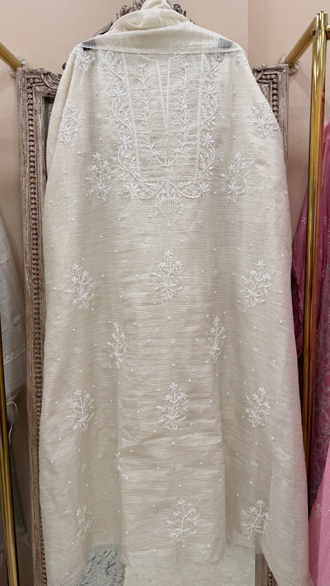 Pure Mulmul Cotton  Kurta Pearl And Addon Work With Dupatta Golden