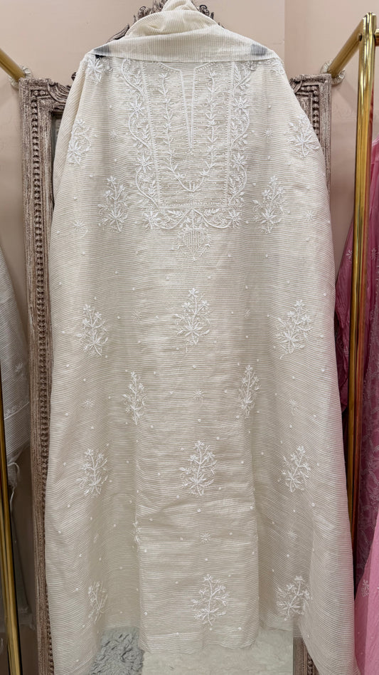 Pure Mulmul Cotton  Kurta Pearl And Addon Work With Dupatta Golden