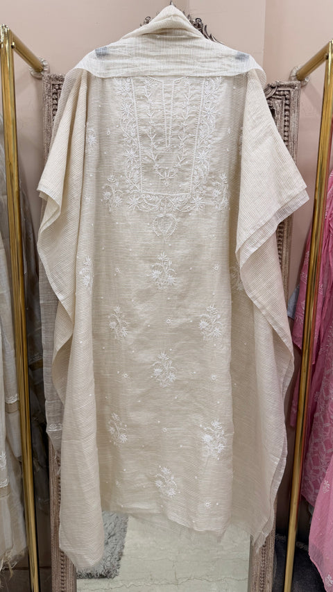 Pure Mulmul Cotton  Kurta Pearl And Addon Work With Dupatta Golden