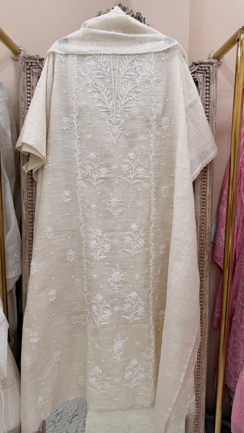 Pure Mulmul Cotton  Kurta Pearl And Addon Work With Dupatta Golden