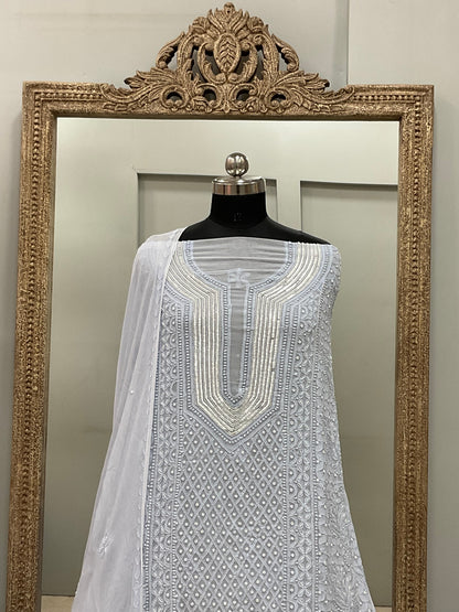 Pearl Gala Straight with Heavy Pearl Work  Blue