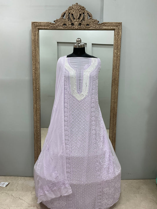 Pearl Gala Straight with Heavy Pearl Work  Lilac