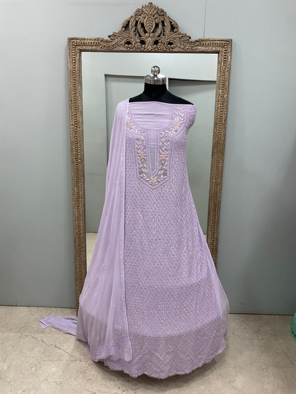 Parsi Gala Straight with Heavy Cutdana Lilac