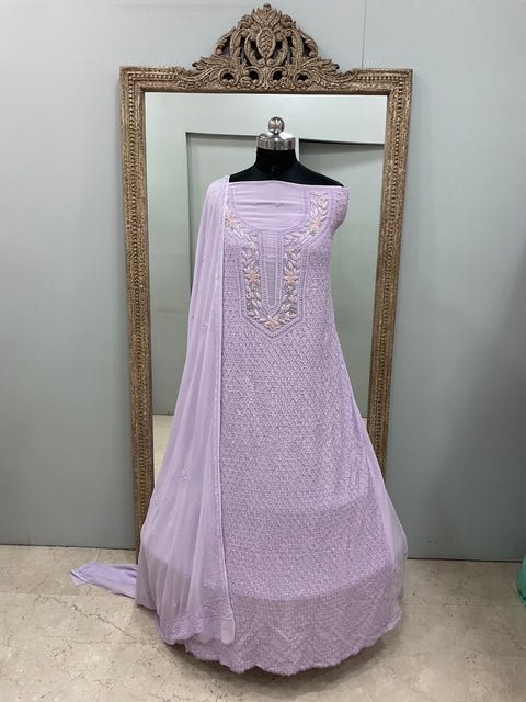 Parsi Gala Straight with Heavy Cutdana Lilac