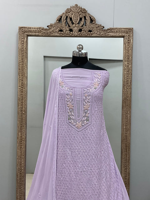 Parsi Gala Straight with Heavy Cutdana Lilac