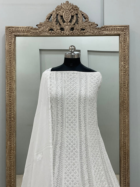 Anarkali Heavy Pearl, Cutdana and Sequence White 03