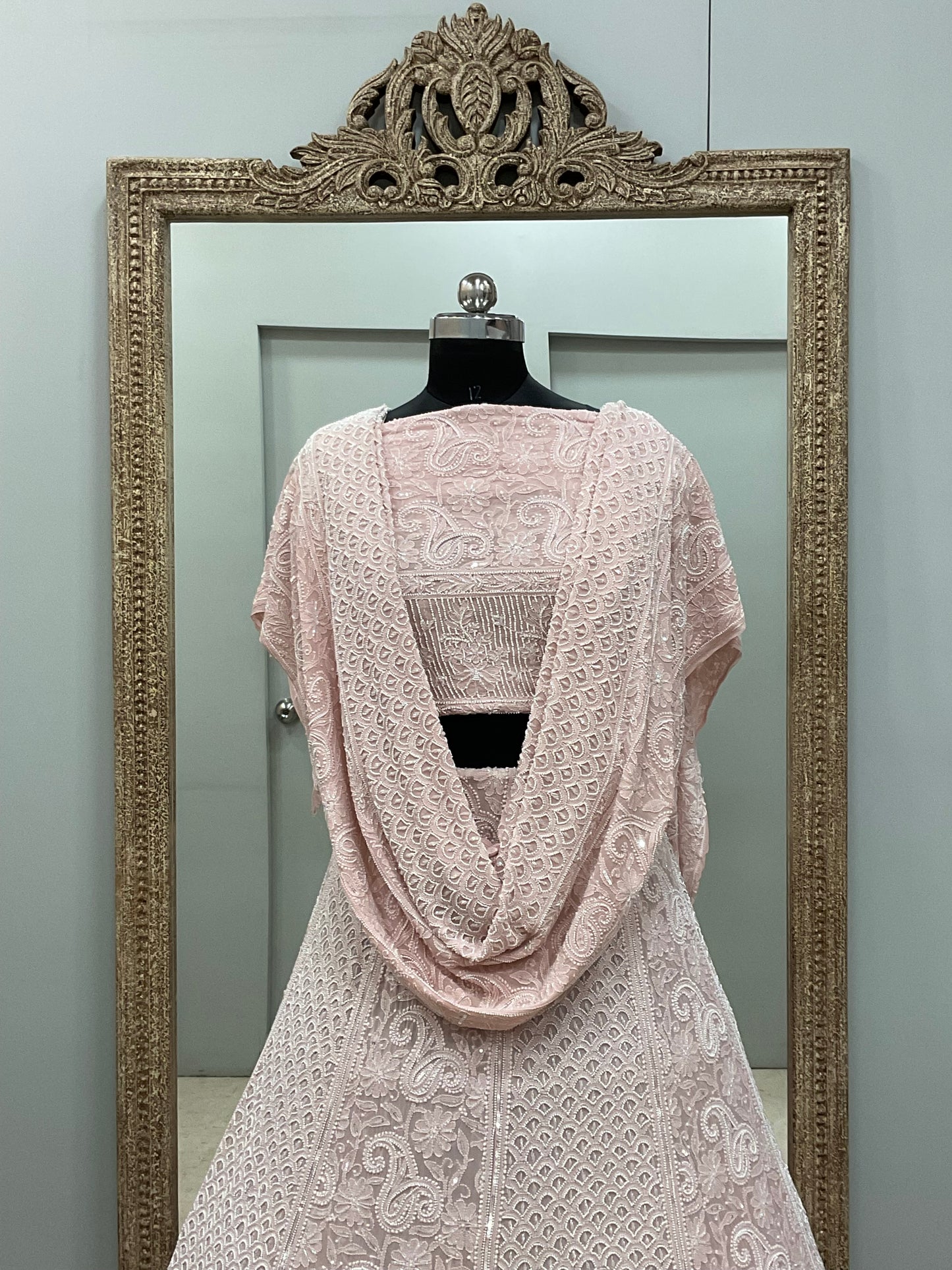 Pure Georgette Heavy Pearl, Cutdana and Sequence Pink