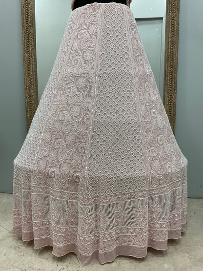 Pure Georgette Heavy Pearl, Cutdana and Sequence Pink