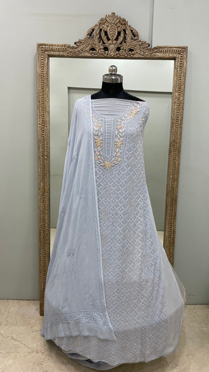 Parsi Gala Straight with Heavy Cutdana Blue