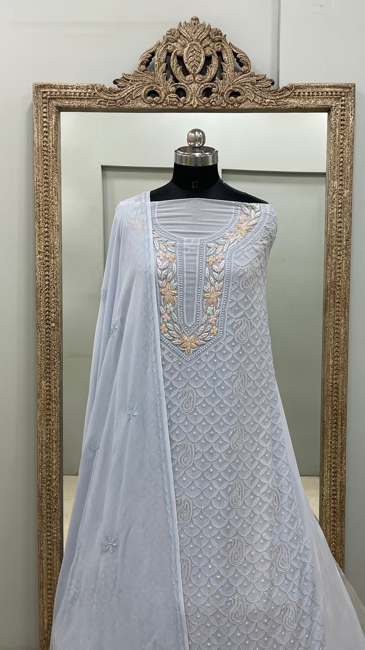 Parsi Gala Straight with Heavy Cutdana Blue