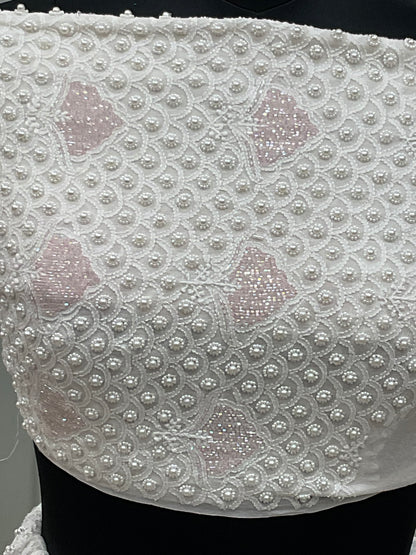 Pure Georgette Lehenga Heavy Sequnce,Cutdana and Pearl Work White
