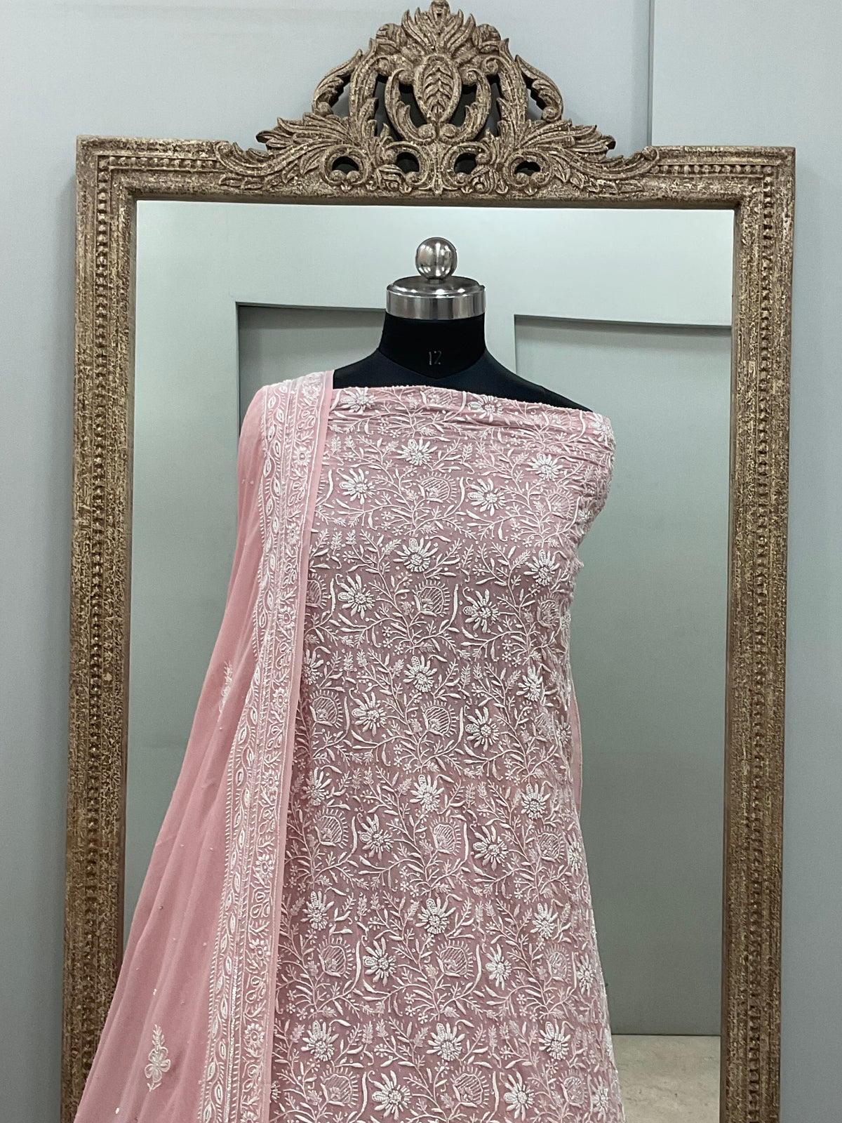 Superfine Pure Georgette Heavy Cutdana Pearl And Sequence Work Designer With  Dupatta Pink