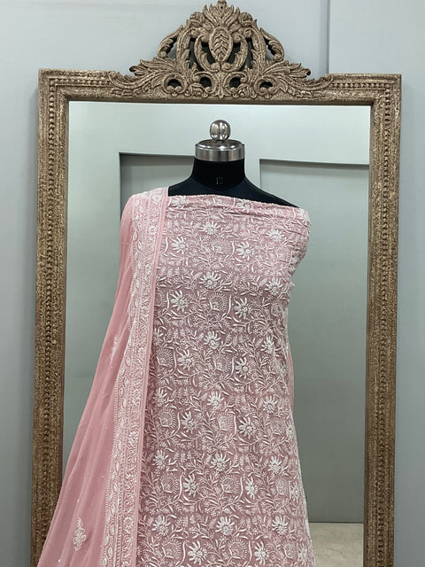 Superfine Pure Georgette Heavy Cutdana Pearl And Sequence Work Designer With  Dupatta Pink