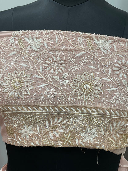 Pure Georgette Saree Superfine Work full jaal with Heavy Cutdana and Sequence Beige