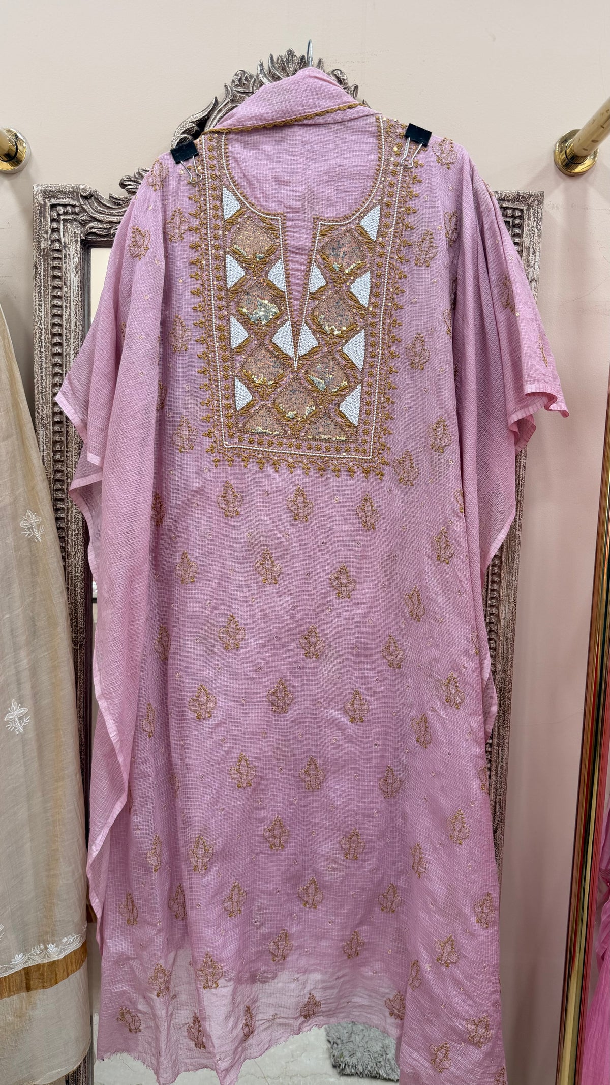 Kota Straight Shirt Cutdana And Pearl Work With Dupatta Purple
