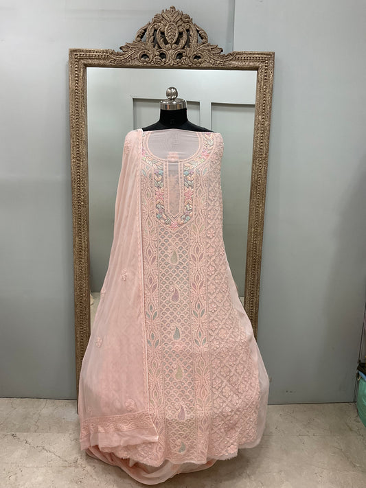 Parsi Gala Straight with Heavy Cutdana Work Peach
