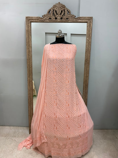 Cutdana Straight with Heavy Pearl Work Peach