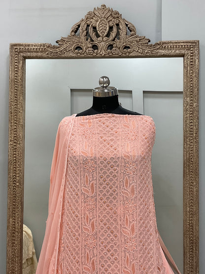 Cutdana Straight with Heavy Pearl Work Peach