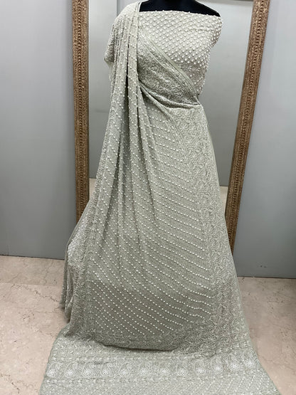 Georgette Lehenga Heavy Pearl and Sequence,Mirror Work Green