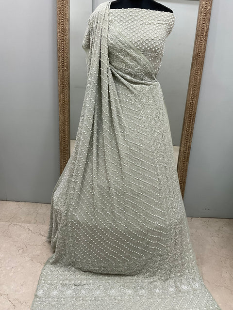 Georgette Lehenga Heavy Pearl and Sequence,Mirror Work Green