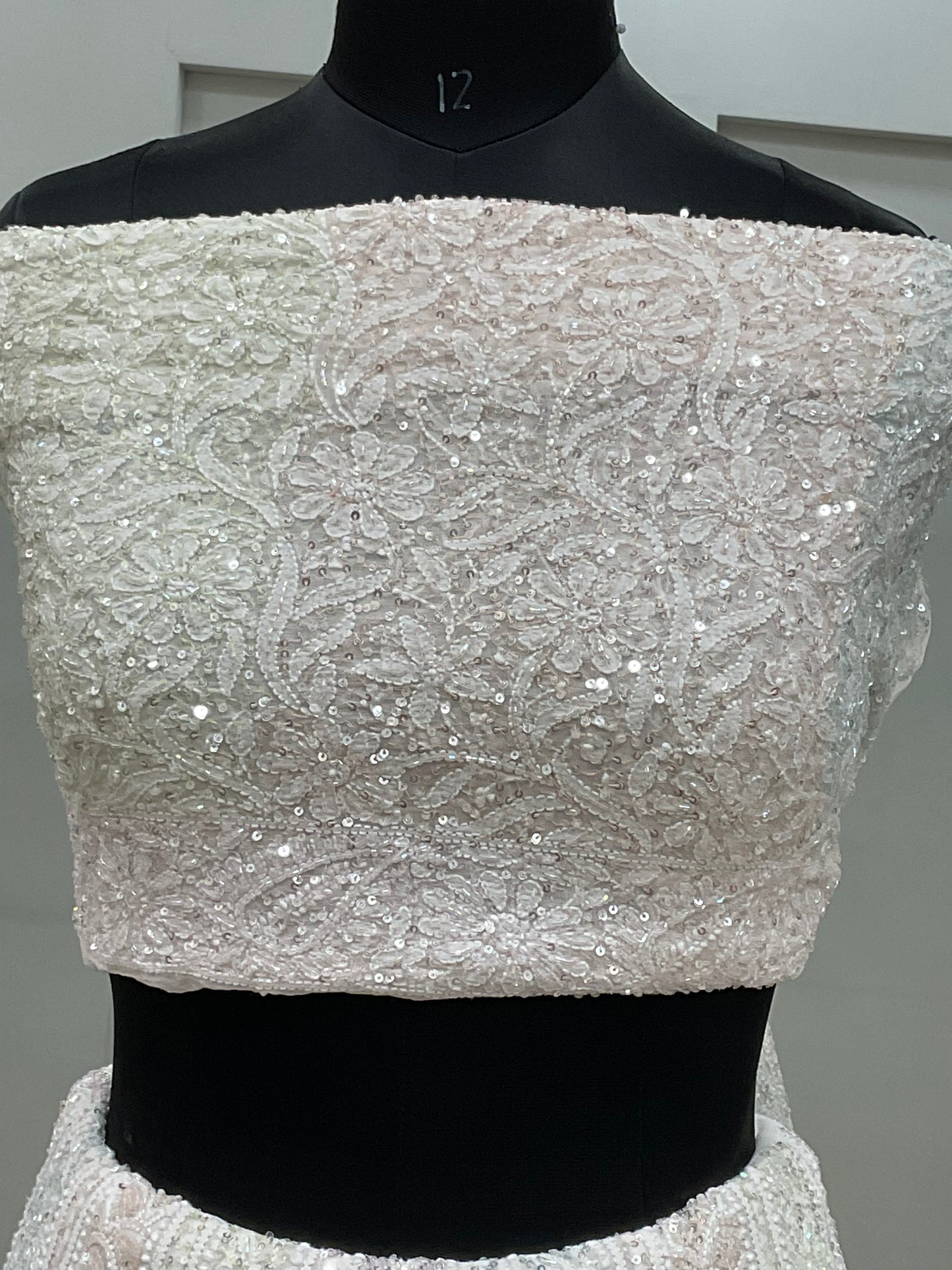 Pure Georgette Heavy Multicolored Cutdana and Pearl Off White